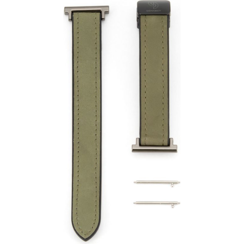 Connect 22mm Silicone Leather Watch Strap with Magnetic Forest Green