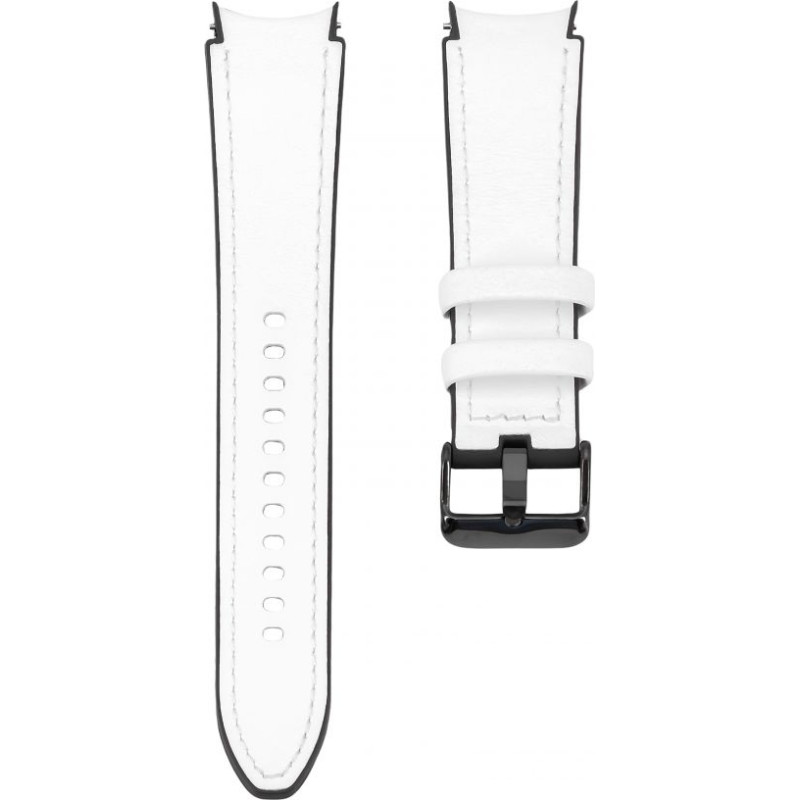 Connect 20mm Silicone Patch Leather Watch Strap (130mm M/L) White