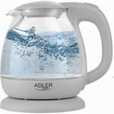 Adler Kettle AD 1283G Standard, 1100 W, 1 L, Plastic/Glass, Grey, 360° rotational base