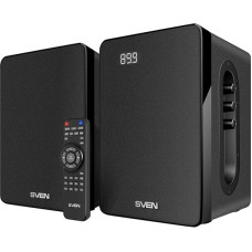 Sven SPS-710 2x20W; Timbre and volume control; LED display; USB/SD-card support; FM radio; Headphone jack; Remote control; Built-in clock and alarm; Bluetooth