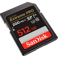 Sandisk Extreme PRO 512GB SDXC Memory Card + 2 years RescuePRO Deluxe up to 200MB/s & 140MB/s Read/Write speeds, UHS-I, Class 10, U3, V30, EAN: 619659188665