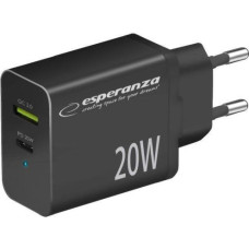 Esperanza EZC105K Lādētājs Type C 20W + USB QC3.0 18W