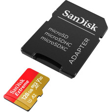 Sandisk Extreme microSDXC 128GB for Action Cams and Drones + SD Adapter + 1 year RescuePRO Deluxe up to 190MB/s & 90MB/s Read/Write speeds A2 C10 V30 UHS-I U3, EAN: 619659189488