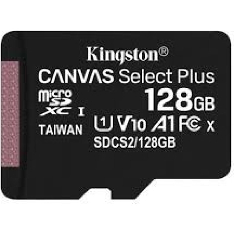 Kingston 128GB micSDXC Canvas Select Plus 100R A1 C10 Single Pack w/o ADP, EAN: 740617299076