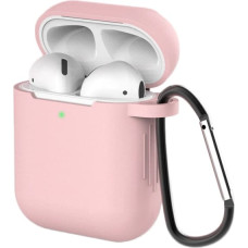 Hurtel Case for AirPods 2 / AirPods 1 silicone soft case for headphones + keychain carabiner pendant pink (case D)