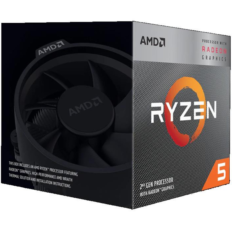 AMD CPU Desktop Ryzen 5 4C/8T 3400G (4.2GHz,6MB,65W,AM4) box, RX Vega 11 Graphics, with Wraith Spire cooler