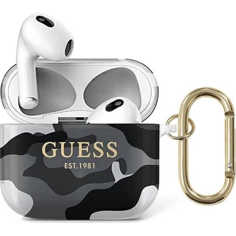 Guess Apple  AirPods 3 cover Camo Collection Black White