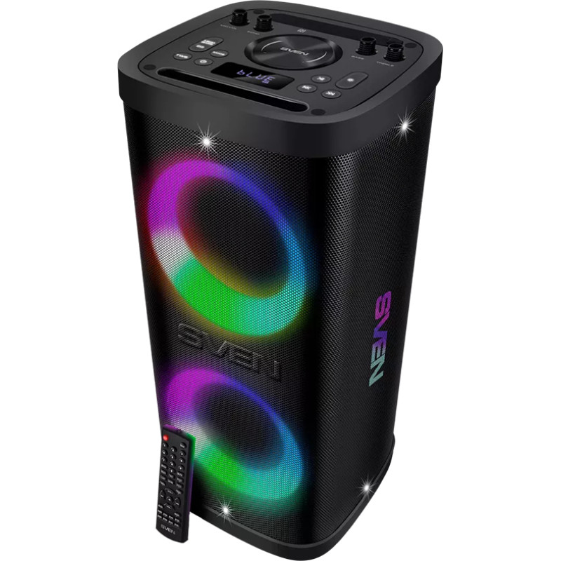 Sven Portable speaker SVEN PS-930, black, power output 2x75W (RMS), TWS, Bluetooth, FM, USB, microSD, LED-display, lithium battery