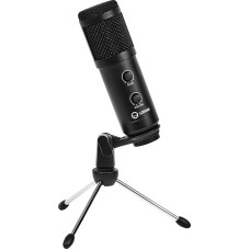 Lorgar Soner 313, Gaming Microphone, USB condenser microphone with Volume Knob & Echo Knob, Frequency Response: 80 Hz—17 kHz, including 1x Microphone, 1 x 2.5M USB Cable, 1 x Tripod Stand, dimensions: Ø47.4*158.2*48.1mm, weight: 243.0g, Black