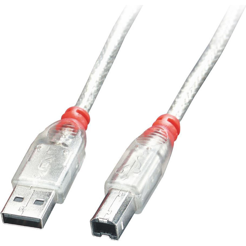 Lindy CABLE USB2 A-B 0.2M/TRANSPARENT 41750 LINDY