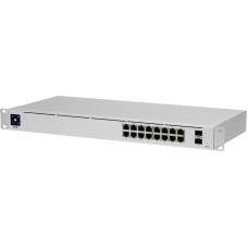 Ubiquiti USW-16-PoE 16-port Layer 2 PoE switch, 8 x GbE PoE+, 8 x GbE ports, 2 x 1G SFP ports, 42W total PoE Power, fanless, silent cooling, ESD/EMP protection, 1.3